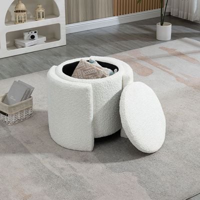 Bergman Fabric Storage Ottoman - White - With 2-Year Warranty